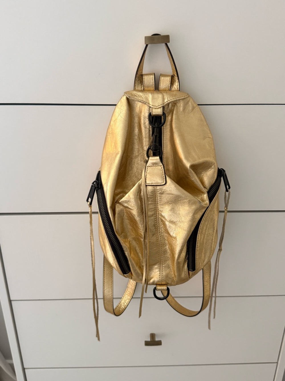 Rebecca Minkoff Metallic Gold Women’s Leather Backpack